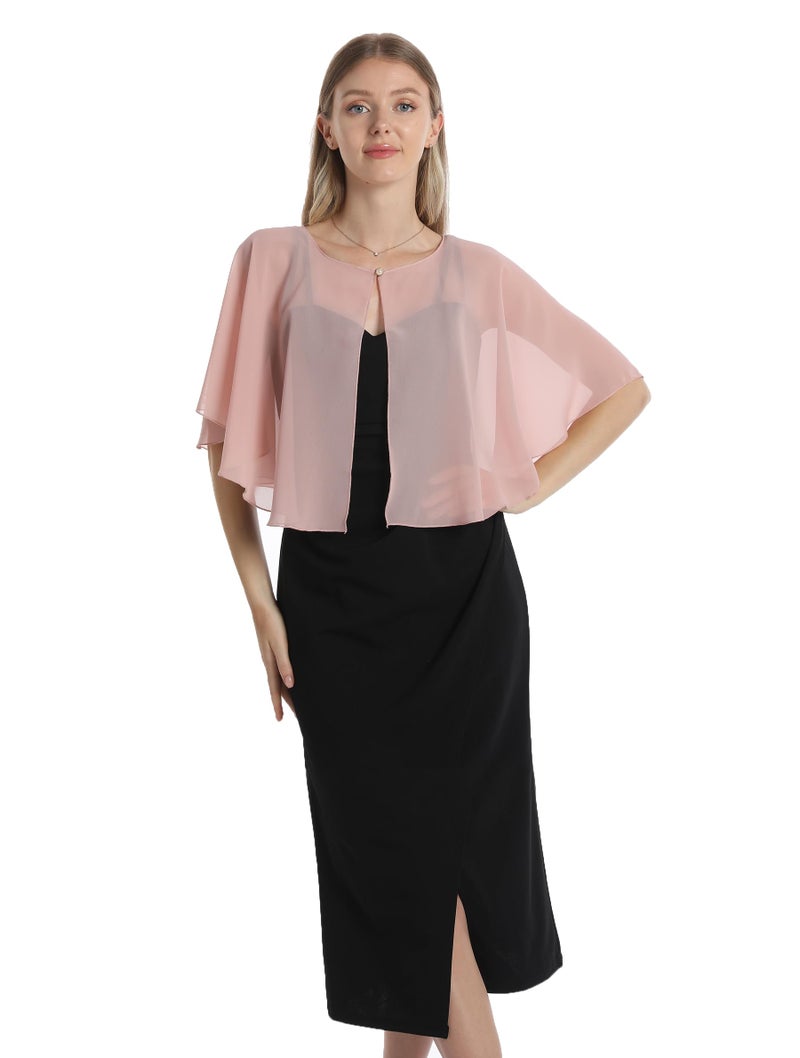 Hotshawl Chiffon Capelet Women's Soft capes Shawls and Wraps for Evening Dress Wedding Cape Cover Up (Blush) - Image 1